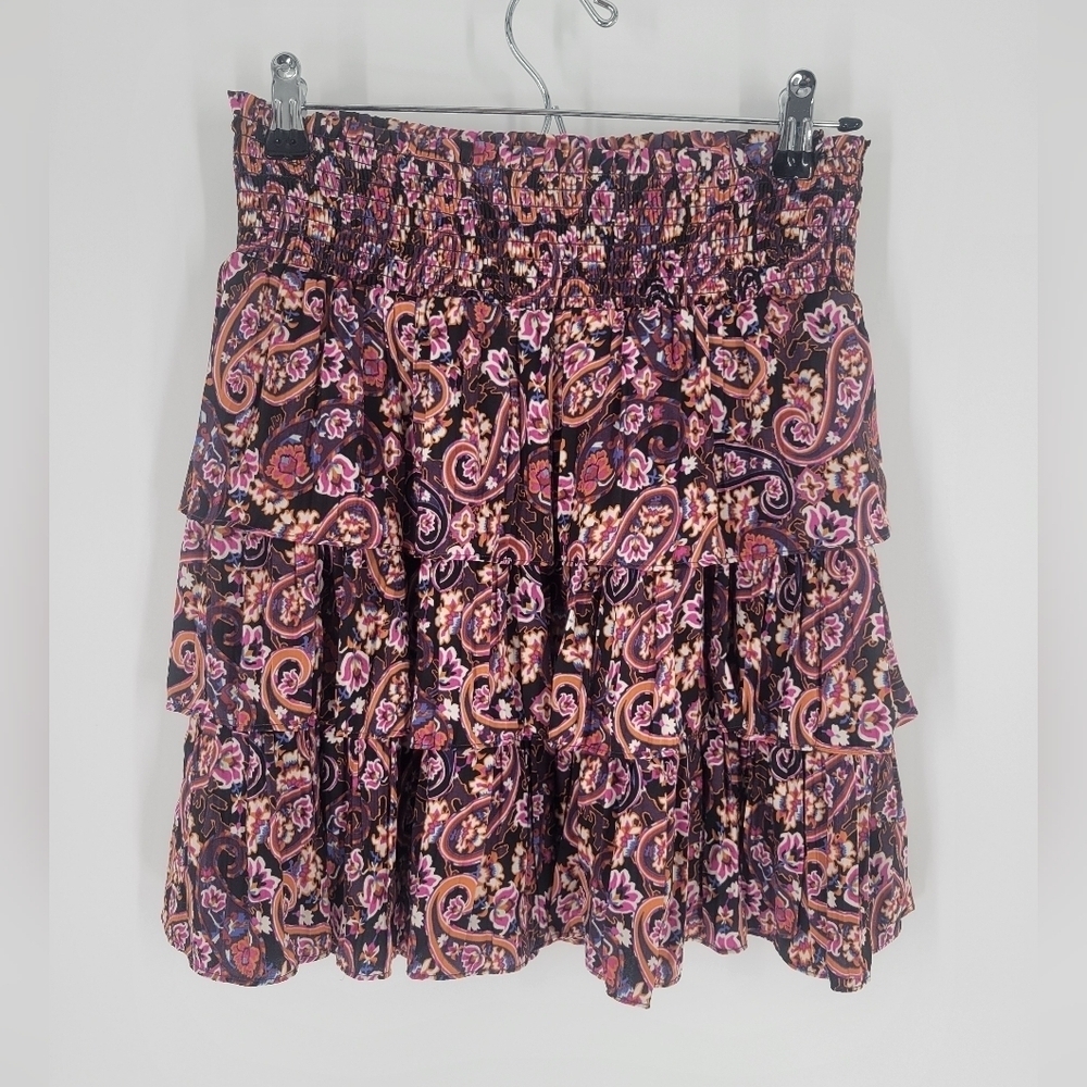 Anthropologies Floral Ruffle-Trim Skirt size M